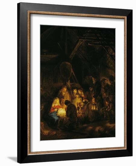 Adoration of the Shepherds, 1646-Rembrandt van Rijn-Framed Giclee Print