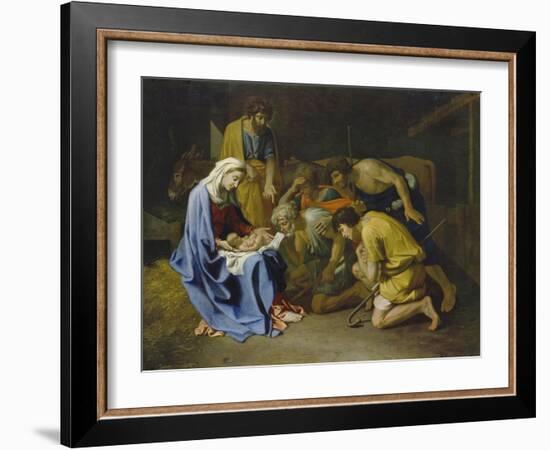 Adoration of the Shepherds, 1650-57-Nicolas Poussin-Framed Giclee Print