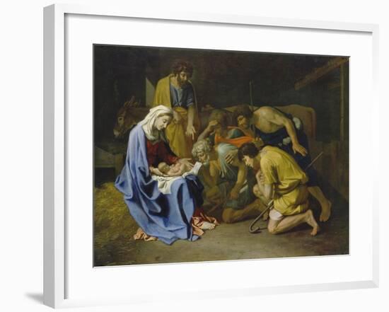 Adoration of the Shepherds, 1650-57-Nicolas Poussin-Framed Giclee Print