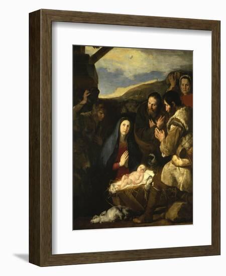 Adoration of the Shepherds, 1650-Jusepe de Ribera-Framed Giclee Print