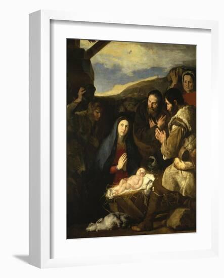 Adoration of the Shepherds, 1650-Jusepe de Ribera-Framed Giclee Print