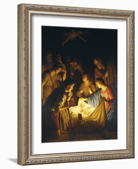 Adoration of the Shepherds (Adoration of the Shepherds)-Gerrit van Honthorst-Framed Art Print