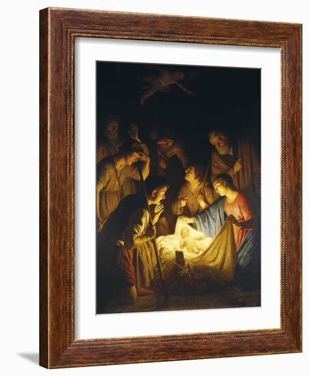 Adoration of the Shepherds (Adoration of the Shepherds)-Gerrit van Honthorst-Framed Art Print