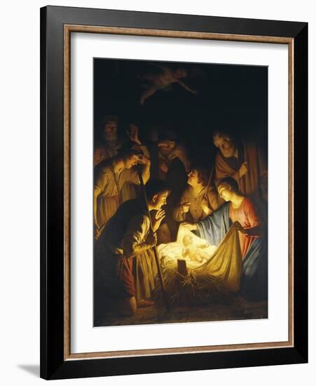 Adoration of the Shepherds (Adoration of the Shepherds)-Gerrit van Honthorst-Framed Art Print