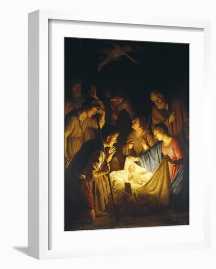 Adoration of the Shepherds (Adoration of the Shepherds)-Gerrit van Honthorst-Framed Art Print