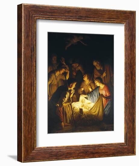 Adoration of the Shepherds (Adoration of the Shepherds)-Gerrit van Honthorst-Framed Art Print