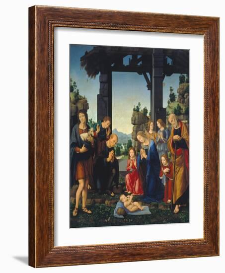 Adoration of the Shepherds, C. 1500-10-Lorenzo di Credi-Framed Giclee Print