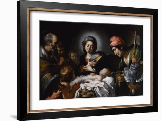 Adoration of the Shepherds, C.1615 (Oil on Canvas)-Bernardo Strozzi-Framed Giclee Print