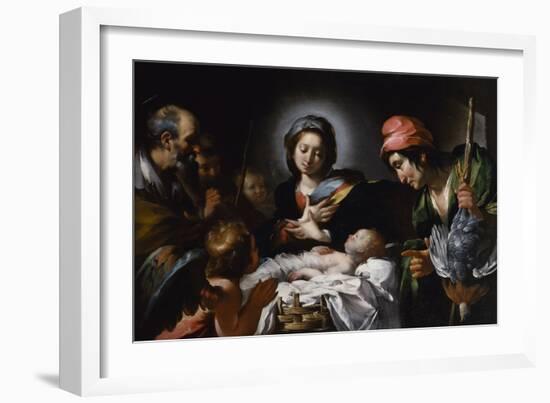 Adoration of the Shepherds, C.1615 (Oil on Canvas)-Bernardo Strozzi-Framed Giclee Print