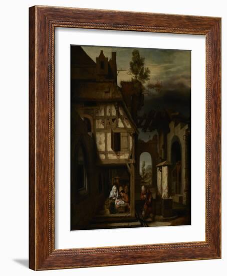 Adoration of the Shepherds, c.1660-Nicolaes Maes-Framed Giclee Print