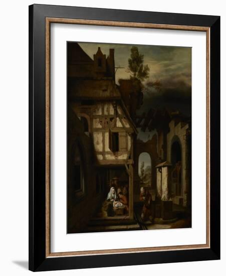 Adoration of the Shepherds, c.1660-Nicolaes Maes-Framed Giclee Print