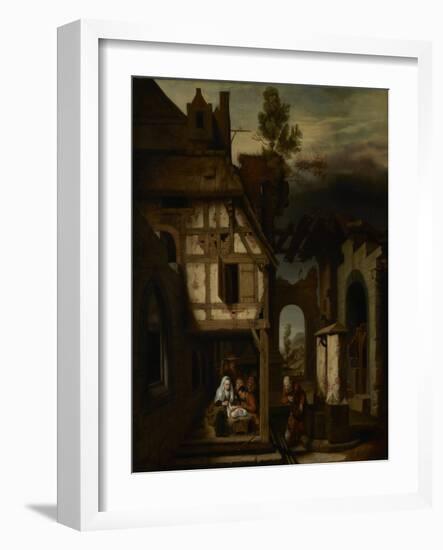 Adoration of the Shepherds, c.1660-Nicolaes Maes-Framed Giclee Print