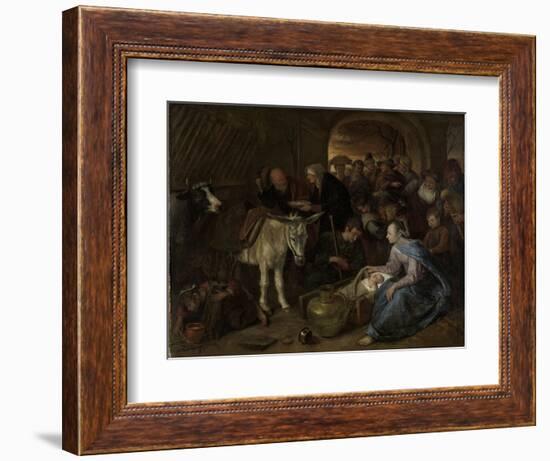 Adoration of the Shepherds-Jan Havicksz Steen-Framed Art Print