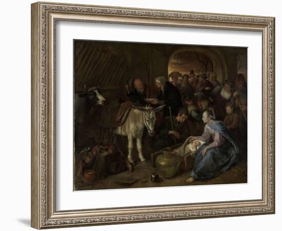 Adoration of the Shepherds-Jan Havicksz Steen-Framed Art Print