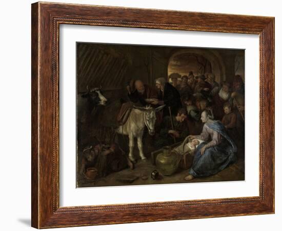 Adoration of the Shepherds-Jan Havicksz Steen-Framed Art Print