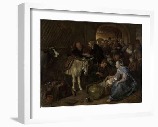 Adoration of the Shepherds-Jan Havicksz Steen-Framed Art Print