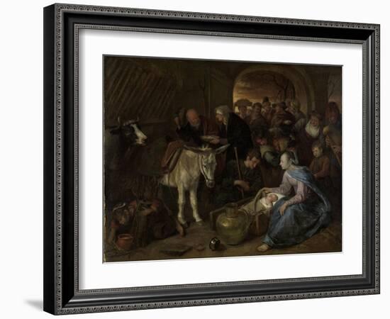 Adoration of the Shepherds-Jan Havicksz Steen-Framed Art Print