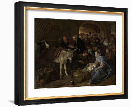 Adoration of the Shepherds-Jan Havicksz Steen-Framed Art Print