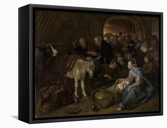 Adoration of the Shepherds-Jan Havicksz Steen-Framed Stretched Canvas