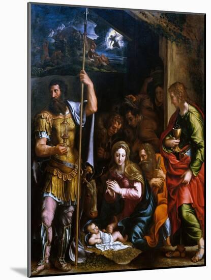 Adotation of the Shepherds with the Saints Longinus and John the Evangelist-Giulio Romano-Mounted Giclee Print