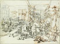 Room in an Inn with Peasants Drinking, Smoking and Playing Backgam, 1678-Adriaen Jansz van Ostade-Mounted Giclee Print