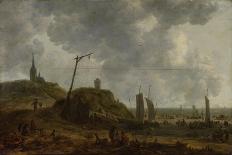 Beach at Katwijk, Many People Move Between the Fishing Boats-Adriaen van der Kabel-Art Print