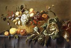 A Basket of Fruit on a Draped Table. About 1635-Adriaen van Utrecht-Mounted Giclee Print