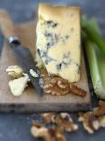 Blue Cheese and Walnuts with a Knife on a Chopping Board-Adrian Lawrence-Laminated Photographic Print