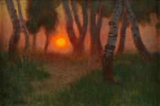 Sunset in a Wooded Landscape (Oil on Panel)-Adrian Scott Stokes-Giclee Print