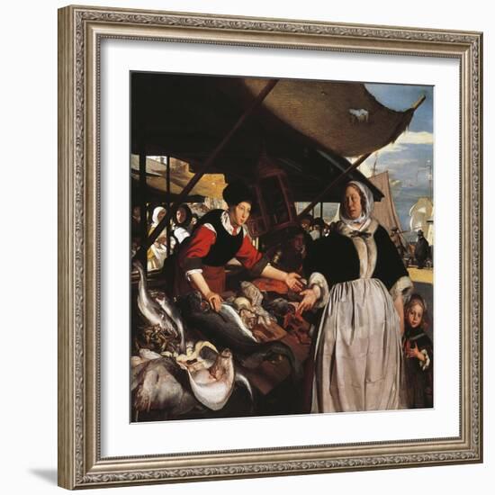 Adriana Van Heusden and Daughter at New Fishmarket in Amsterdam, Circa 1662-Emanuel de Witte-Framed Giclee Print