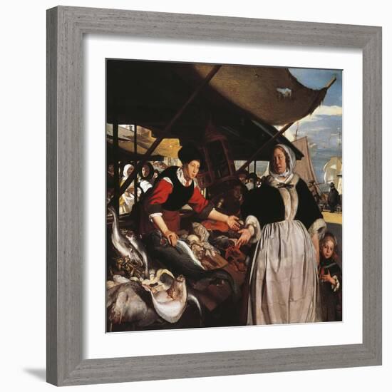 Adriana Van Heusden and Daughter at New Fishmarket in Amsterdam, Circa 1662-Emanuel de Witte-Framed Giclee Print