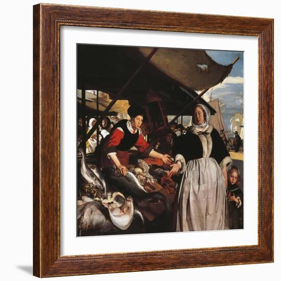 Adriana Van Heusden and Daughter at New Fishmarket in Amsterdam, Circa 1662-Emanuel de Witte-Framed Giclee Print