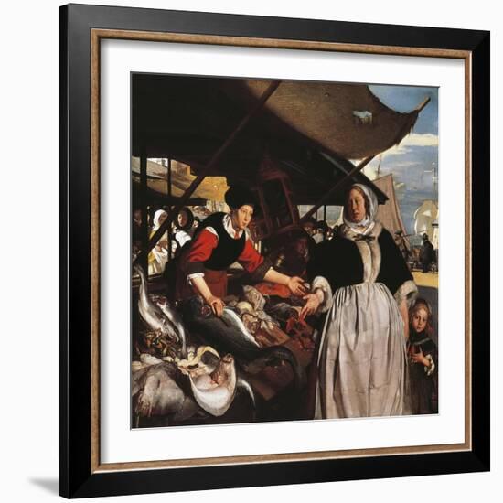 Adriana Van Heusden and Daughter at New Fishmarket in Amsterdam, Circa 1662-Emanuel de Witte-Framed Giclee Print