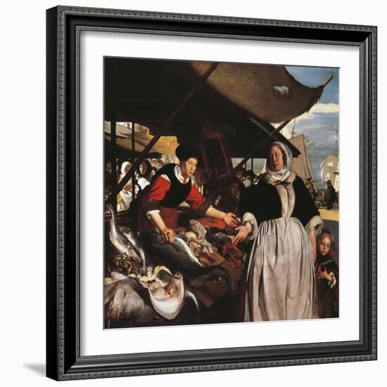 Adriana Van Heusden and Daughter at New Fishmarket in Amsterdam, Circa 1662-Emanuel de Witte-Framed Giclee Print