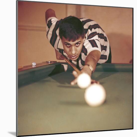 Adriano Celentano Playing Billiards-null-Mounted Photographic Print