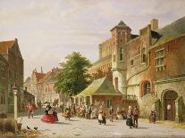 A Street Scene with Numerous Figures-Adrianus Eversen-Framed Giclee Print