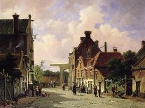 A Street Scene with Numerous Figures-Adrianus Eversen-Framed Giclee Print