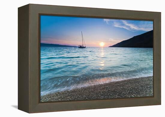 Adriatic Sea Off Zlatni Rat Beach at Sunset, Bol, Brac Island, Dalmatian Coast, Croatia, Europe-Matthew Williams-Ellis-Framed Premier Image Canvas