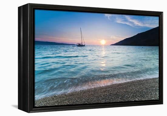 Adriatic Sea Off Zlatni Rat Beach at Sunset, Bol, Brac Island, Dalmatian Coast, Croatia, Europe-Matthew Williams-Ellis-Framed Premier Image Canvas