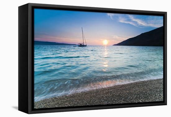 Adriatic Sea Off Zlatni Rat Beach at Sunset, Bol, Brac Island, Dalmatian Coast, Croatia, Europe-Matthew Williams-Ellis-Framed Premier Image Canvas