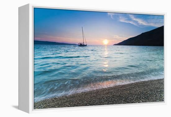 Adriatic Sea Off Zlatni Rat Beach at Sunset, Bol, Brac Island, Dalmatian Coast, Croatia, Europe-Matthew Williams-Ellis-Framed Premier Image Canvas