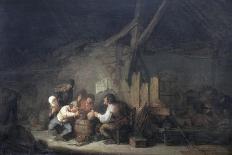 Peasants Drinking and Smoking in an Interior-Adrien Van Ostade-Giclee Print