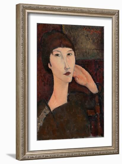 Adrienne (Woman with Bangs), 1917 (Oil on Linen)-Amedeo Modigliani-Framed Giclee Print