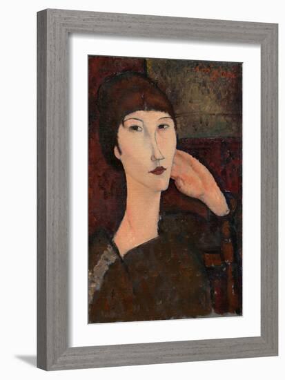 Adrienne (Woman with Bangs), 1917 (Oil on Linen)-Amedeo Modigliani-Framed Giclee Print