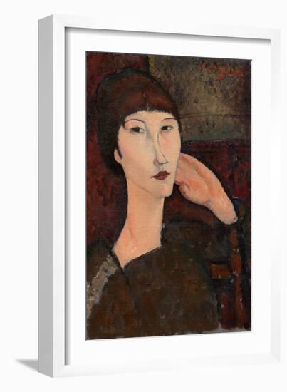 Adrienne (Woman with Bangs), 1917 (Oil on Linen)-Amedeo Modigliani-Framed Giclee Print