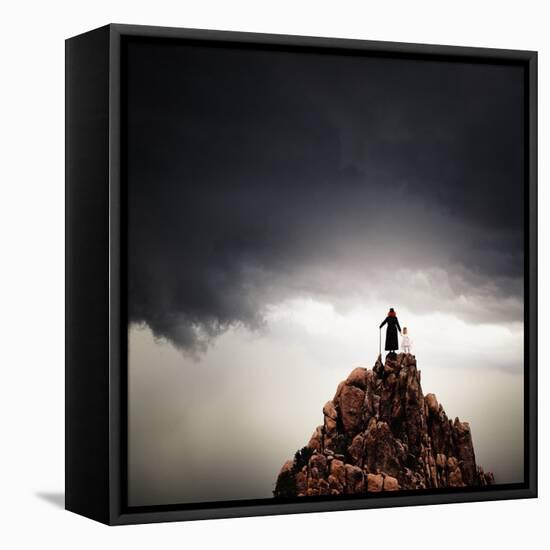 Adult and Child Standing on Hilltop-Luis Beltran-Framed Premier Image Canvas