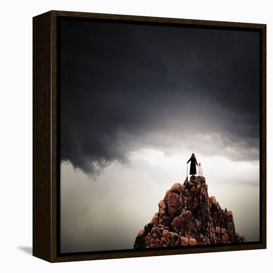 Adult and Child Standing on Hilltop-Luis Beltran-Framed Premier Image Canvas