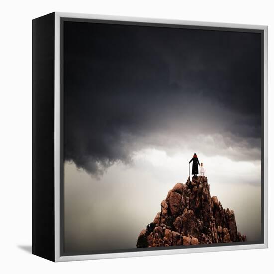 Adult and Child Standing on Hilltop-Luis Beltran-Framed Premier Image Canvas