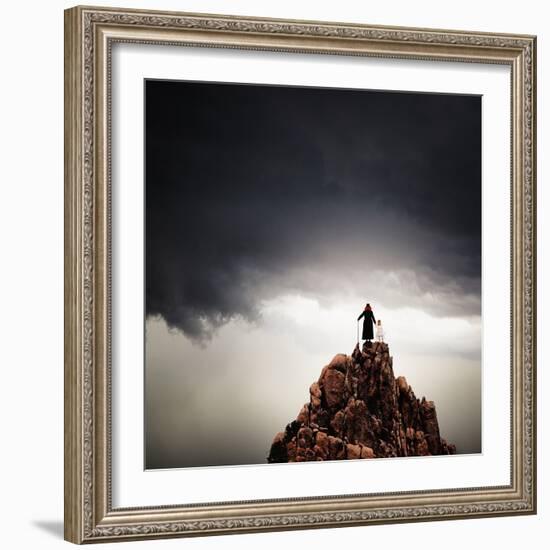 Adult and Child Standing on Hilltop-Luis Beltran-Framed Photographic Print