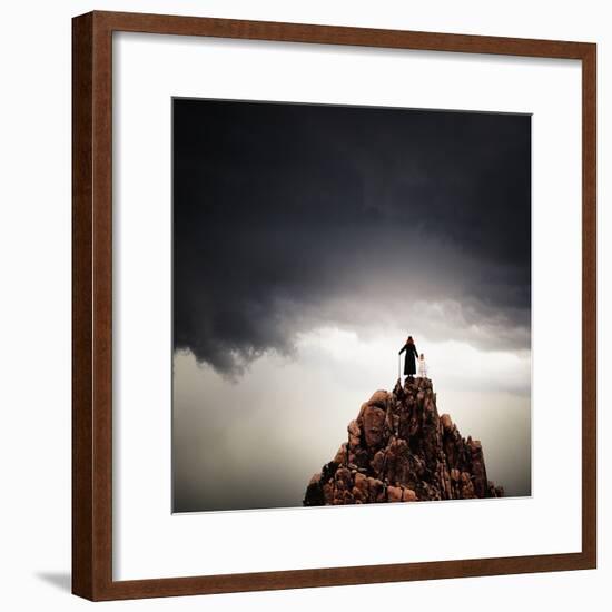 Adult and Child Standing on Hilltop-Luis Beltran-Framed Photographic Print